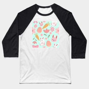 Pastel Bunny Print Baseball T-Shirt